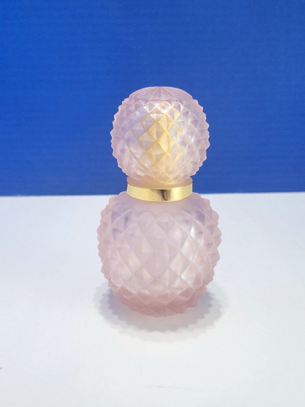 Vintage Pink Satin Glass Perfume Bottle Empty